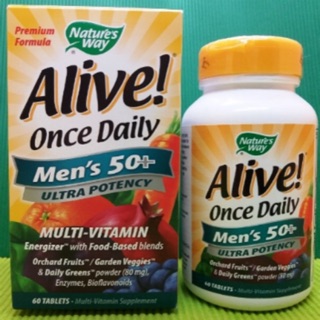 💥pre order💥🇺🇸Natures Way, Alive! Once Daily, Mens 50+ Multi-Vitamin, 60 Tablets