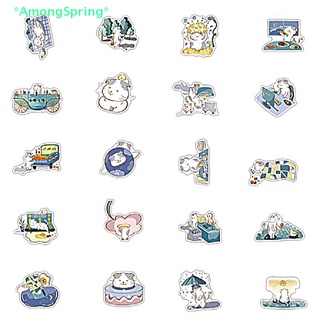 Amongspring&gt; ใหม่ สติกเกอร์ PVC ลายการ์ตูนแมวอ้วนน่ารัก สําหรับติดตกแต่งกระเป๋าเดินทาง กีตาร์ 40 ชิ้น