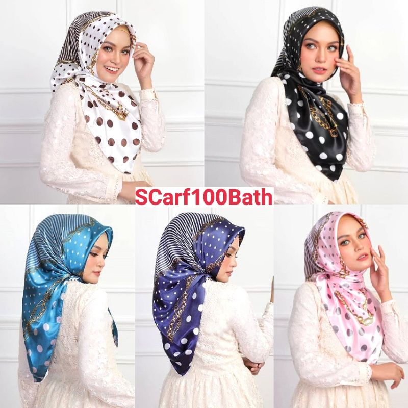 ภาพหน้าปกสินค้าผ้าคลุมไหล่ซาติน (ขนาด 90*90)  พร้อมส่งที่ไทย จากร้าน scarf100bath บน Shopee