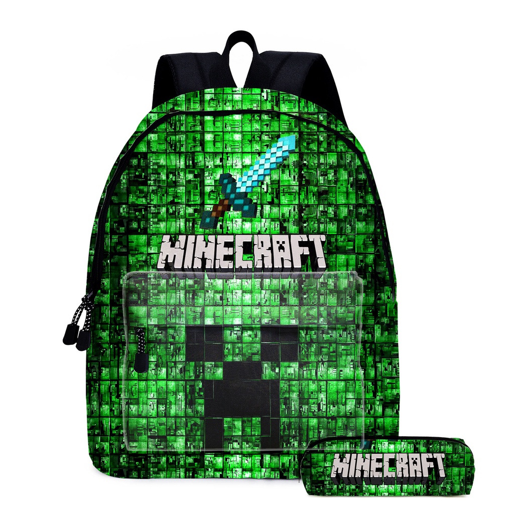 minecraft-roblox-กระเป๋าเป้สะพายหลัง-ลายการ์ตูนน่ารัก-สองชิ้น-สําหรับเด็กนักเรียนประถม