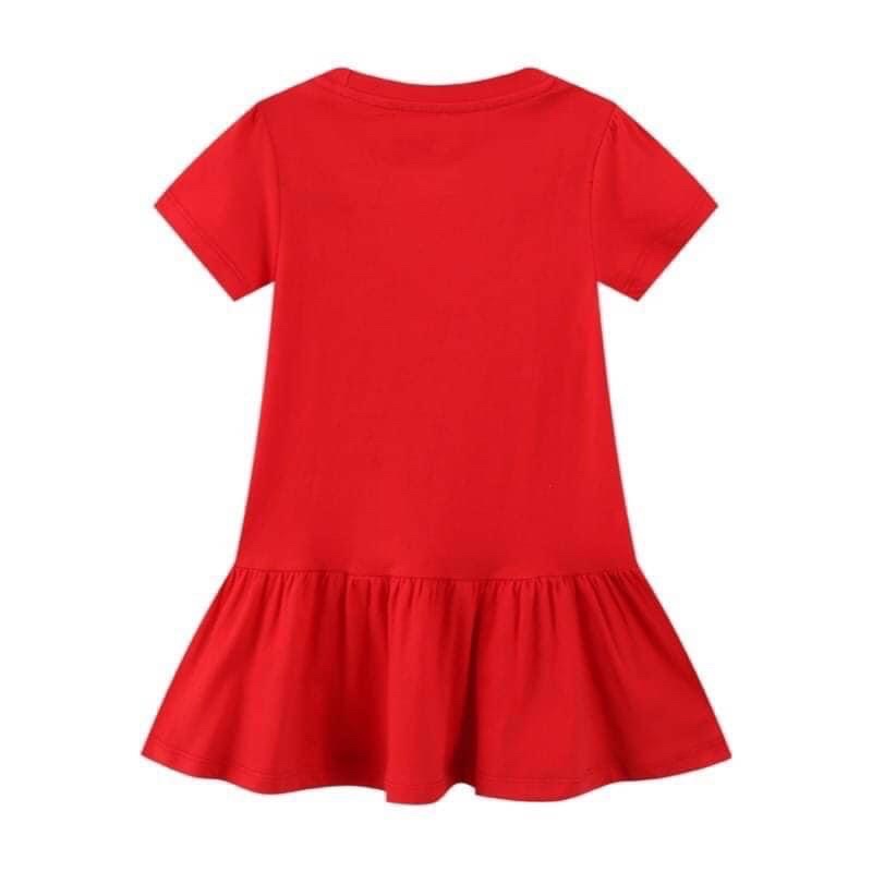 t150-jumping-meters-เดรสสีแดง-สกรีนกระเป๋าสะพาย-เสื้อผ้าเด็กผู้หญิง