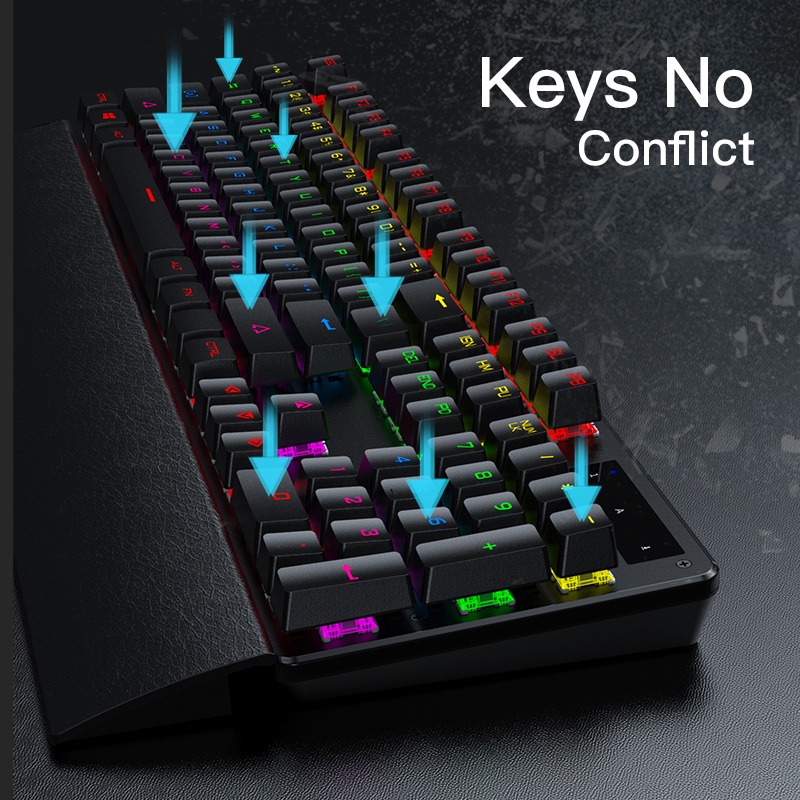 ภาพสินค้าLDD LED Gaming Mechanical Keyboard แล็ปท็อปในการเล่นเกมหรือทำงาน 104 Keys Backlit คีบอร์ดเกมมิ่ง blue switch จากร้าน ldd_3c.shop บน Shopee ภาพที่ 5