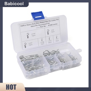 Babicool 100 ชิ้น R Cotter Pins รถแทรกเตอร์ Pin คลิปแยก Fastener Pins พร้อมกล่องพลาสติก