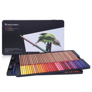 สี Renaissance สีไม้ ดินสอสีไม้ เกรดอาร์สติส รุ่น 72 สี กล่องเหล็ก จำนวน 1 กล่อง ดินสอสี