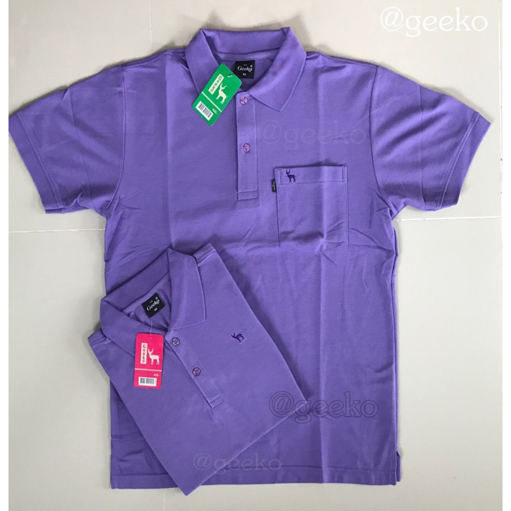 ภาพหน้าปกสินค้าpolo shirt คอปกสีม่วงอ่อน แขนสั้น สีพื้นแบบชาย เป็นทรงตรงมาตรฐาน มีกระเป๋าที่หน้าอก Men Polo Shirts จากร้าน polopratunamkhonkhaen บน Shopee