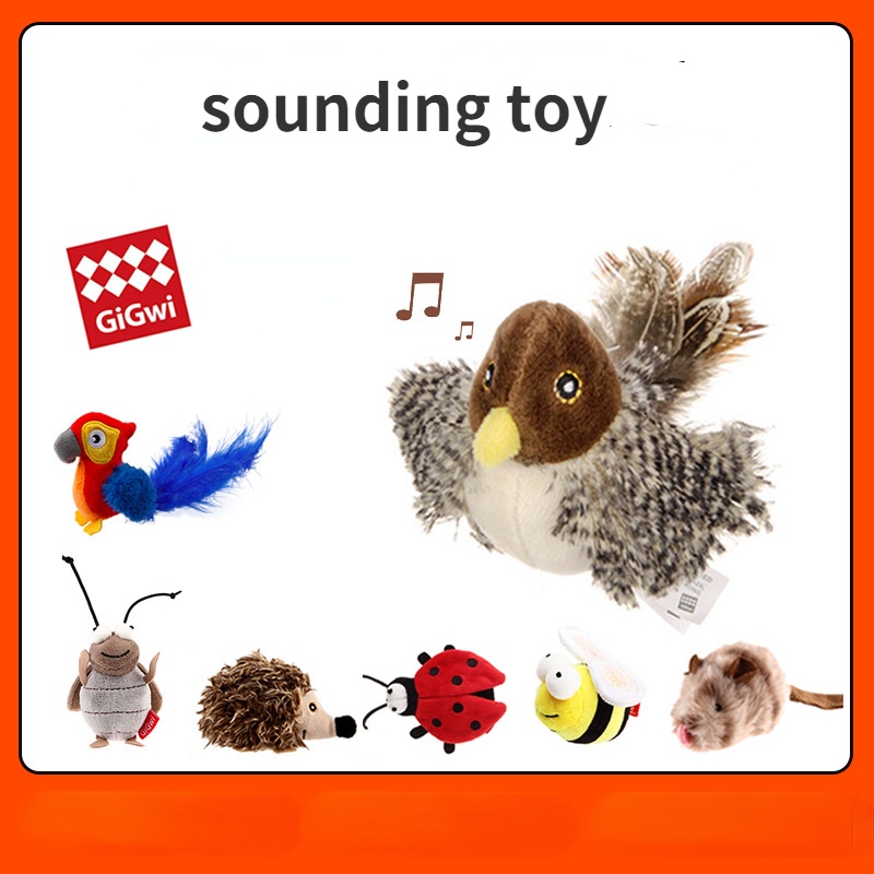 ภาพหน้าปกสินค้าGiGwi ของเล่นแมว dazzling prey series sound toy touch sensing cricket bird hedgehog parrot จากร้าน popshop2021 บน Shopee
