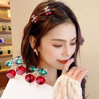 กิ๊บติดผม รูปเชอร์รี่น้อยน่ารัก ขนาดเล็ก สีแดงคอนทราสต์ สําหรับผู้หญิง จํานวน 2 ชิ้น