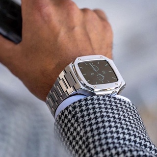 สายนาฬิกาข้อมือ สเตนเลส โลหะ และเคส สําหรับ Apple Watch 4 5 6 SE 7 8 ขนาด 44 มม. 45 มม.
