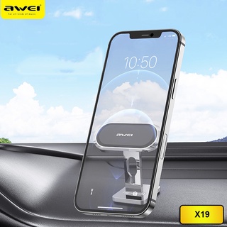 Awei X19 ที่วางโทรศัพท์ในรถยนต์ แบบแม่เหล็ก โลหะ สากล มินิ แถบ รูปร่าง ขาตั้ง ที่ยึด