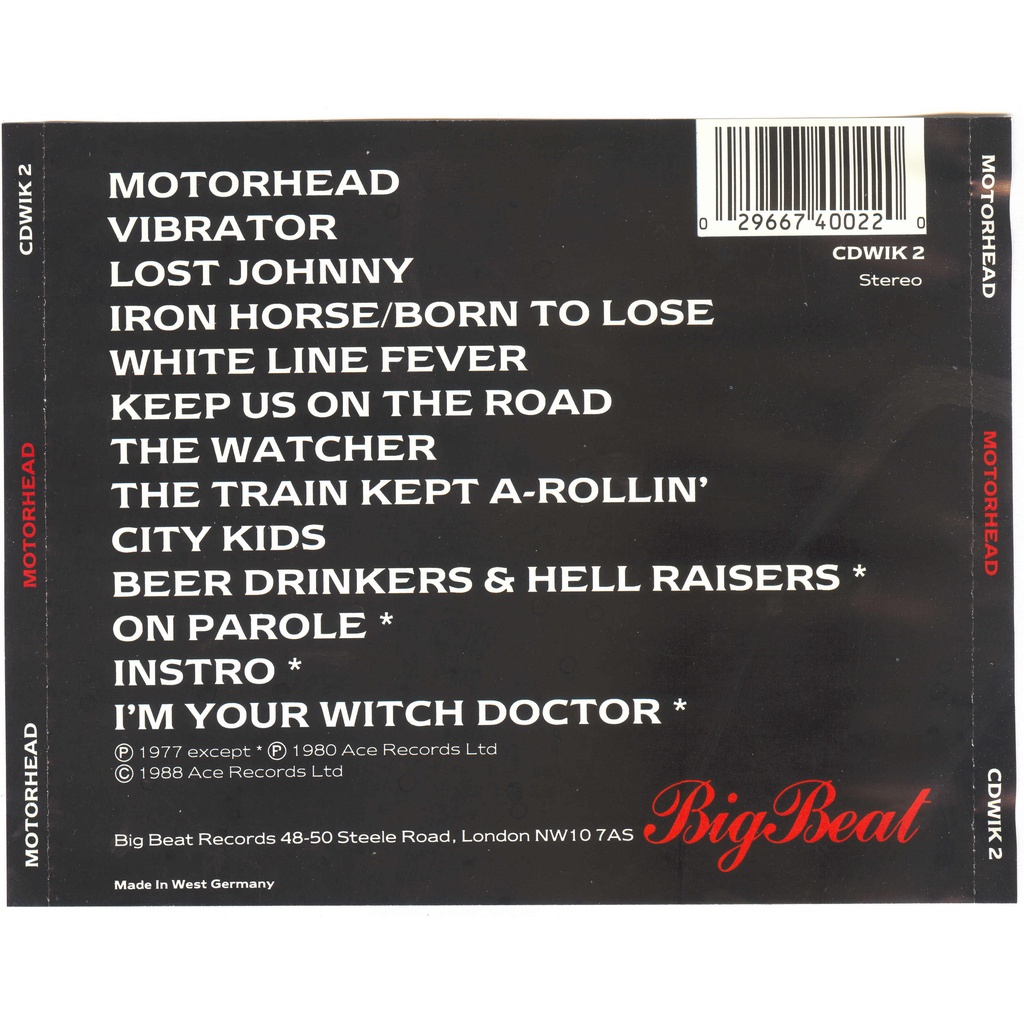 ซีดีเพลง-cd-motorhead-1977-mot-rhead-1988-german-reissue-ในราคาพิเศษสุดเพียง159บาท