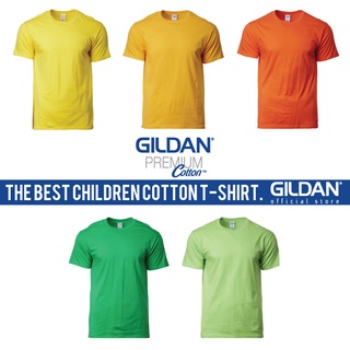 Gildan Youth Kids Baju Budak เสื้อยืด ผ้าฝ้าย พรีเมี่ยม ลายดอกเดซี่ สีทอง สีส้ม มะนาว สีเขียวไอริช 76000B สําหรับเด็กผู้ชาย เด็กผู้หญิง
