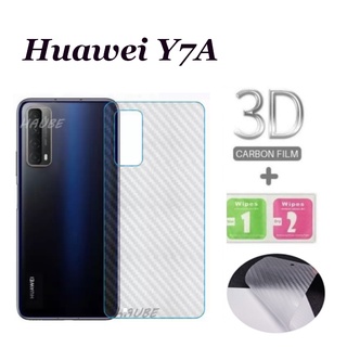 สําหรับ Huawei Y7A คาร์บอนไฟเบอร์ ด้านหลัง ฟิล์ม Huawei Y5 / Y6 / Y7 / Y8P / Y9s 3D มือ รู้สึกเหมือนสติกเกอร์ ฟิล์มด้านหลัง