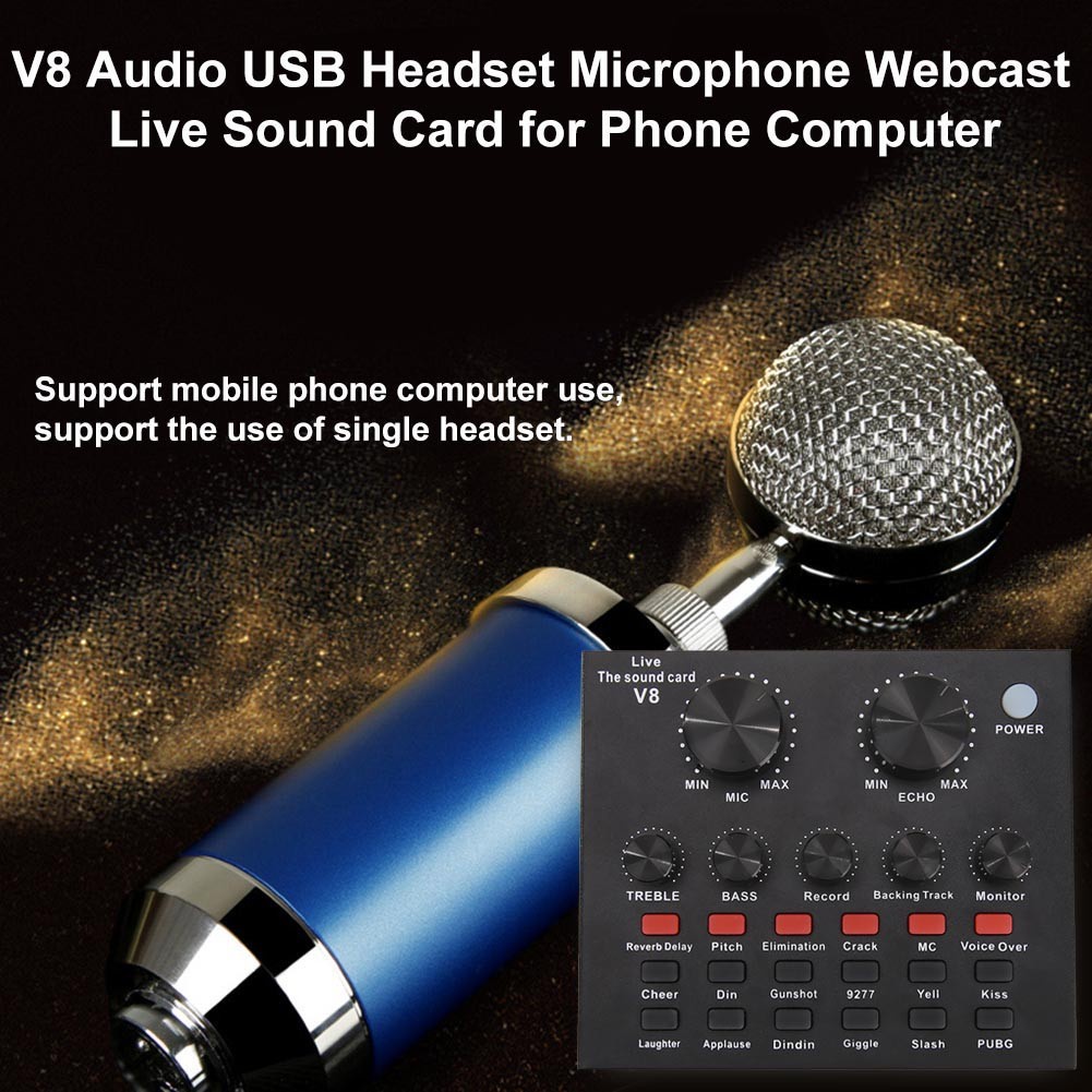 ภาพสินค้า️  พร้อมจัดส่ง ️ซาว์นการ์ดแปลงสัญญาณเสียง V8 Live Stream audio interface External Audio Mixing Sound Card จากร้าน x_j_store บน Shopee ภาพที่ 6