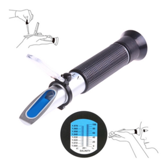 เครื่องมือวัดค่าความเค็ม-กล้องส่องวัดความเค็ม-refractometer-salinity-0-100-วัดค่าความเค็ม-ในน้ำ-ในอาหารได้