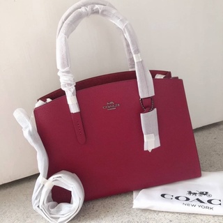 🎀 (สด-ผ่อน) กระเป๋า สีแดง Deep red 14 นิ้ว Coach 38616 Charlie Carryall in Pebble Leather