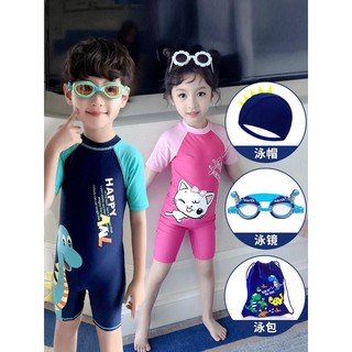 Kids Swimming Suit เซ็ตเด็กชุดว่ายน้ำบอดี้สูทเด็ก ชุดว่ายน้ำเด็กลายการ์ตูน (SWB001)