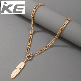 Jewelry Design Single Chain Necklace Women Simple Leaf Feather Pendant Necklace for girls for