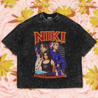 เสื้อยืดผ้าฝ้ายพิมพ์ลายขายดี เสื้อยืด ขนาดใหญ่ พิมพ์ลาย "NIKI" | เสื้อยืด ขนาดใหญ่ | เสื้อยืด พิมพ์ลายซักผ้า | หินล้าง |