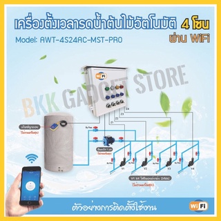 เครื่องตั้งเวลารดน้ำต้นไม้ 4 zones สำหรับปั้มน้ำ (หอยโข่ง) ขนาดไม่เกิน 1 แรงม้า โซลินอยด์วาล์ว 24Vac