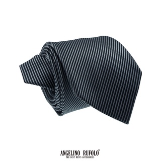 ANGELINO RUFOLO Necktie(NTM-ทาง063) เนคไทผ้าไหมทออิตาลี่คุณภาพเยี่ยม ดีไซน์ Stripe สีดำ/เทา/เลือดหมู/กรม/ชมพู/ฟ้า/ส้ม