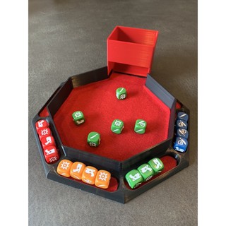 [Plastic] Octa Dice Tray for Board Game/ Tabletop Games - ถาดทอยเต๋า รูปแปดเหลี่ยมพร้อมที่วางลูกเต๋า