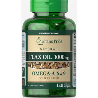 (ราคาพิเศษ ฉลากมีรอยจากการขนส่ง) Puritan Non-GMO Natural Flax Oil 1000 mg 120 Softgels น้ำมันเมล็ดแฟล็กซ์