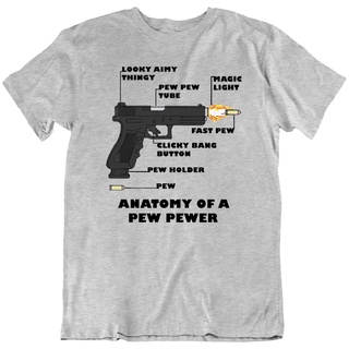 เสื้อยืดผ้าฝ้ายพิมพ์ลายขายดี เสื้อยืด พิมพ์ลาย Anatomy of a Pew Pewer ammunition and right gun Adt แนวตลก คุณภาพสูง