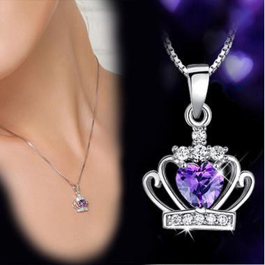 สร้อยคอจี้มงกุฎเงินสร้อยคอสร้อยเพชร-crown-pendant-necklace-silver-necklace-diamond-necklace