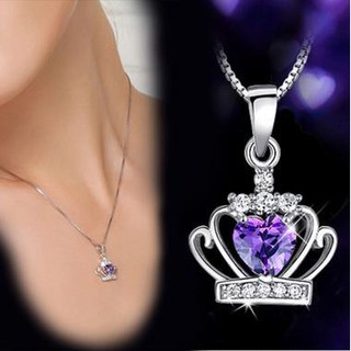 สร้อยคอจี้มงกุฎเงินสร้อยคอสร้อยเพชร Crown Pendant Necklace Silver Necklace Diamond Necklace