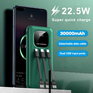 Powerbank 30000mAh จอแสดงผลหน้าจอ ชาร์จเร็ว Fast Charge แบตสำรอง มาพร้อมสาย 3 เส้นในตัว พร้อมส่ง