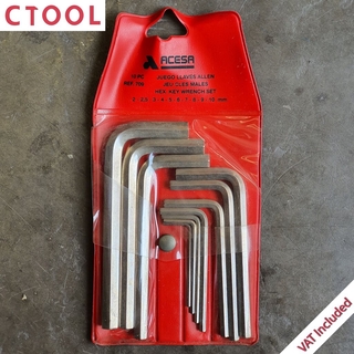 ชุดประแจหกเหลี่ยม 2-10mm 10ตัวชุด หกเหลี่ยมชุด Acesa ของแท้ - Authentic Hex Key Wrench Set - ซีทูล Ct