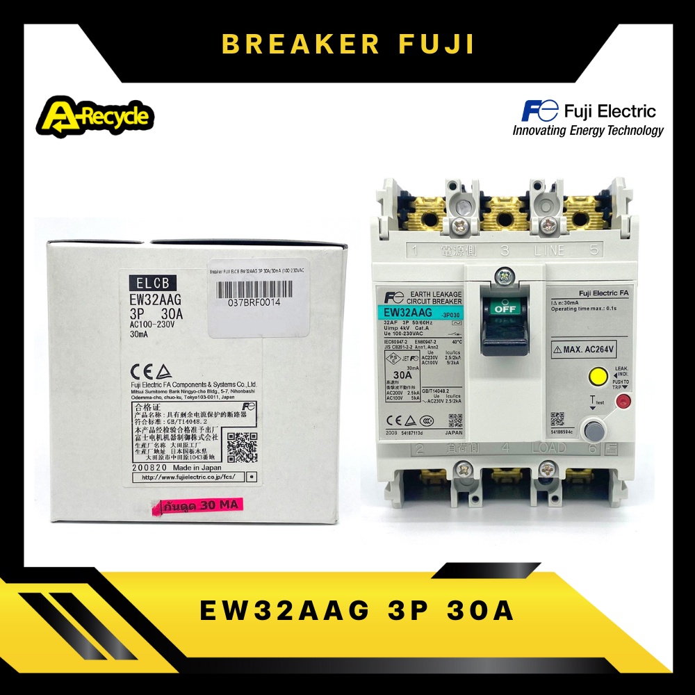 fuji-elcb-ew32aag-3p-30a-30ma-breaker-100-230vac