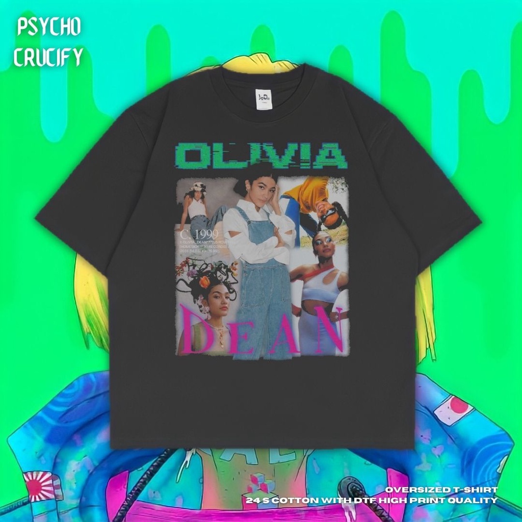 round-คอลูกเรือเสื้อยืด-ขนาดใหญ่-พิมพ์ลาย-psycho-crucify-olivia-dean-สีดํา-สีเทาเข้ม-เสื้อยืด-ลาย-olivia-dean-เส