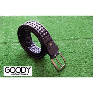 Goody_belt เข็มขัดหนังเปีย สีดำ