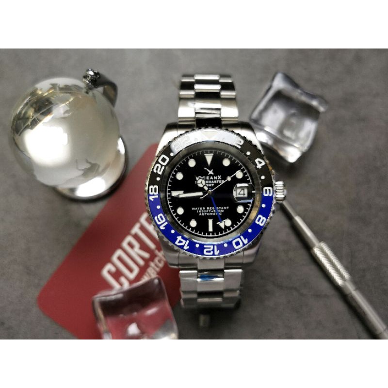 นาฬิกา-oceanx-vsms-gmt541-ออโต้-gmt-ขอบbatman-เรือนสตีลล้วน