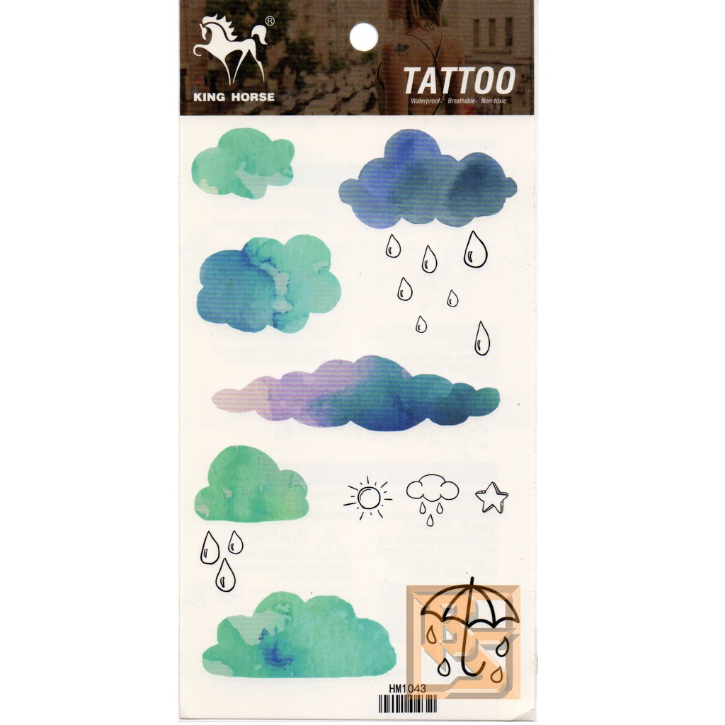 tattoo-fashion-ลาย-ก้อนเมฆ-cloud-แท็ททู-สติกเกอร์-hm1043