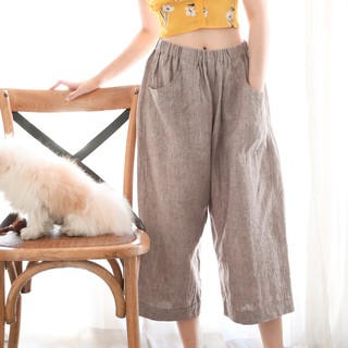 CANDITH กางเกงลินิน Natural Linen Pants สี Light Brown (ปรับไซส์ฟรี แจ้งทาง Inbox)