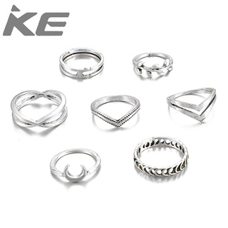 Ladies  Ring Silver Moon Leaf Ring 7 Piece Set Combination for girls for women low price