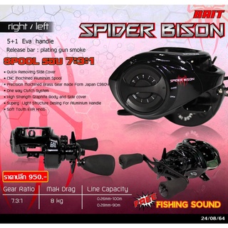 รอกหยดน้ำตีเหยื่อปลอม Bison Spider  มีคลิ๊กเสียงเวลาปลาลาก รอกลุยๆ เบรคโหดๆ ลุยชะโดสบายๆ