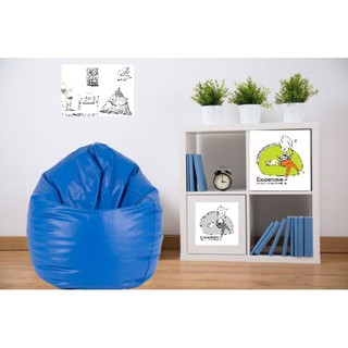 [พร้อมส่ง] Bean Bag เก้าอี้เม็ดโฟม- เก้าอี้บีนแบ็ค _ทรงหยดน้ำ, Dia: 80 cm. Blue `พร้อมโฟม