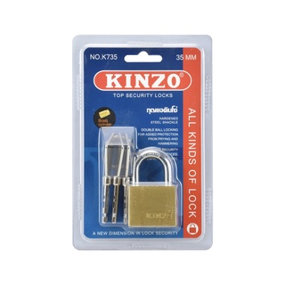 KINZO กุญแจทองแบบแขวน K735-35 มม. กุญแจ กุญแจล็อคบ้าน กุญแจทองเหลือง แม่กุญแจ