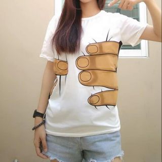 เสื้อยืดลายมือบีบเอว