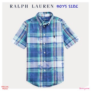 RALPH LAUREN PALM TREE COTTON MADRAS SHIRT ( BOYS SIZE 8-20 YEARS )