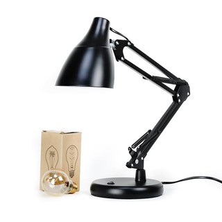 โคมไฟตั้งโต๊ะ ปรับระดับได้รอบทิศทาง สีดำ รุ่น Table Reading lamp Adjustable with super long arm E27 MAX 60w