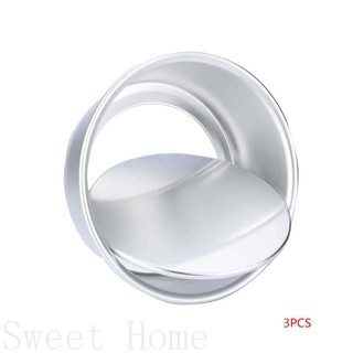 3pcs 2 Inch Aluminum Alloy Round Mini Cake Pan Removable Bottom Pudding Mold DIY Cupcake Baking CHSG