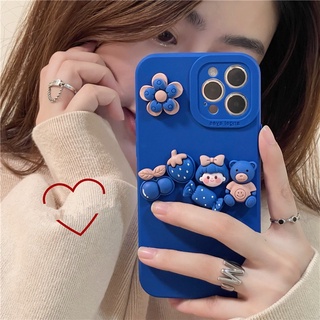Compatible For Reno 10 Pro+ OPPO A98 A58 A38 A18 A78 A17 A17K A74 A95 A96 A76 A16 A54 A15 A53 A52 A92 A91 A93 A31 A5 A9 2020 A7 A12 A5S F11 F9 เคสโทรศัพท์มือถือ ลายการ์ตูนหมี สตรอเบอร์รี่ เชอร์รี่ สามมิติ สําหรับ