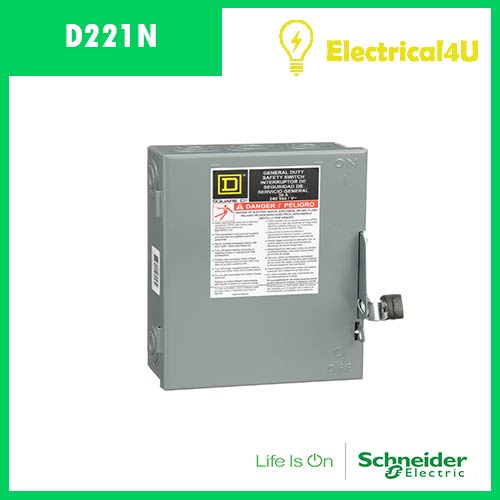 schneider-electric-d221n-เซฟตี้-สวิตซ์-แบบติดตั้งฟิวส์ได้-สำหรับใช้ภายในอาคาร-30a-1เฟส-240v