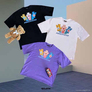 เสื้อยืดผ้าฝ้ายพิมพ์ลายคลาสสิก Morning   QCLOTH พร้อมส่ง ลาย POWER BEAR มี3สี ผ้าคอตตอนหนานุ่ม OVERSIZE !!! oversize SML