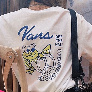 เสื้อยืดพิมพ์ลายแฟชั่นVans Fansxia ใหม่ เสื้อยืดลําลอง แขนสั้น พิมพ์ลายกบ สําหรับผู้ชาย ผู้หญิง เหมาะกับการเล่นกีฬา VN0A