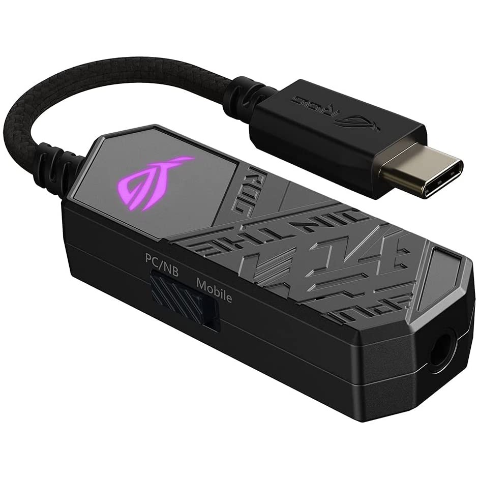 new-ยูเอสบีซาวการ์ด-asus-rog-clavis-usb-c-to-3-5mm-gaming-dac-with-ai-noise-canceling-mic-สินค้ารับประกันศูนย์-2-ปี